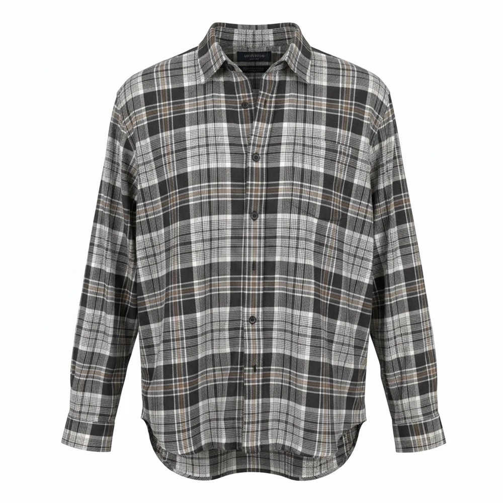 Eddie Bauer Mens XL Black White Plaid Flannel Button Down Shirt D3367390 Fall 23